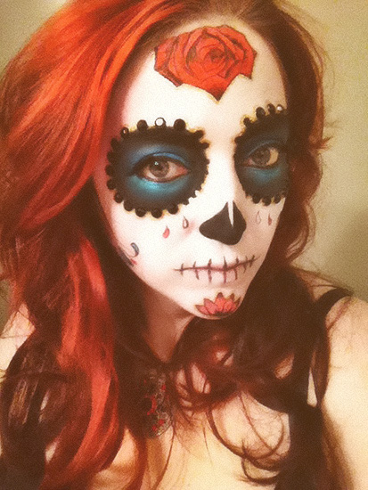 La Calavera Catrina Close-up of a Halloween sugar skull makeup look